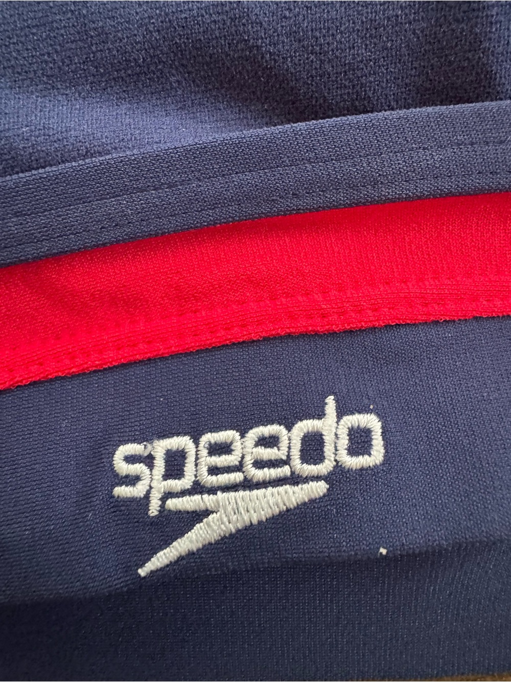 SPEEDO Red "GUARD" Lifeguard Swim Top with Navy Trim - Picture 5 of 6